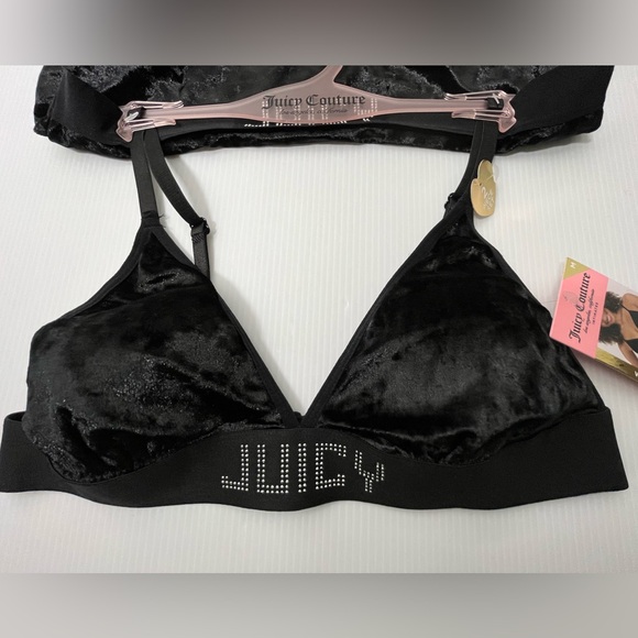 Juicy Couture Crushed Jersey Velvet Bra and Underwear Set - Black - Picture 4 of 16